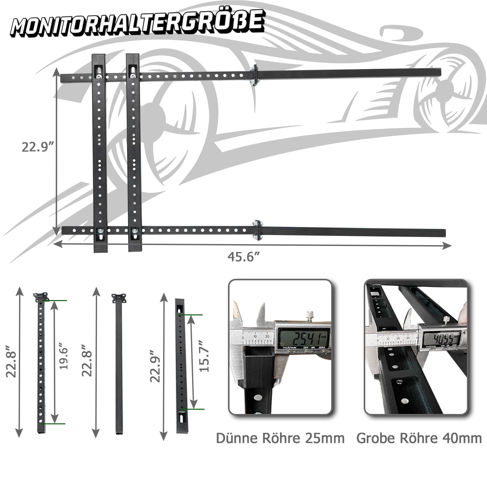 Dardoo Racing Simulation Cockpit TV Halterung ist für Das Vierkantrohr Racing Cockpit Geeignet Und Kann An Einen 27 bis 55 Zoll Bildschirm Angepasst Werden Das Frame Zubehör Beinhaltet Nicht