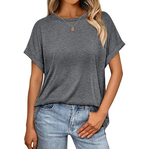 AUTOMET Women Tops Casual Basic T Shirts Loose Fit Crewneck Short Sleeve Summer Outfits