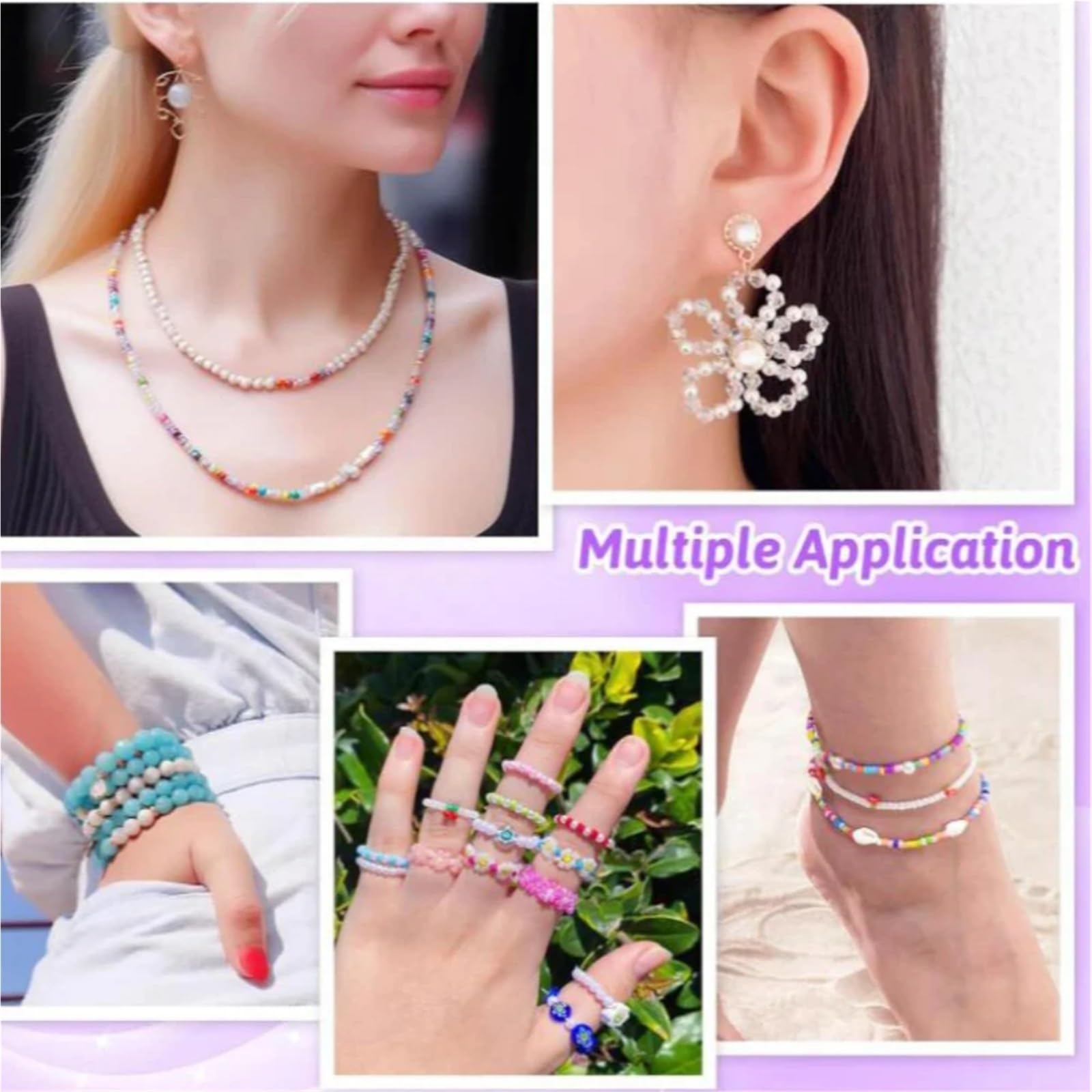 Elastyczny sznurek do bransoletek 0,8mm Crystal Tec mocny rozciągliwy z koralików nić jubilerska naszyjników i glinianych 10 rolek(White)