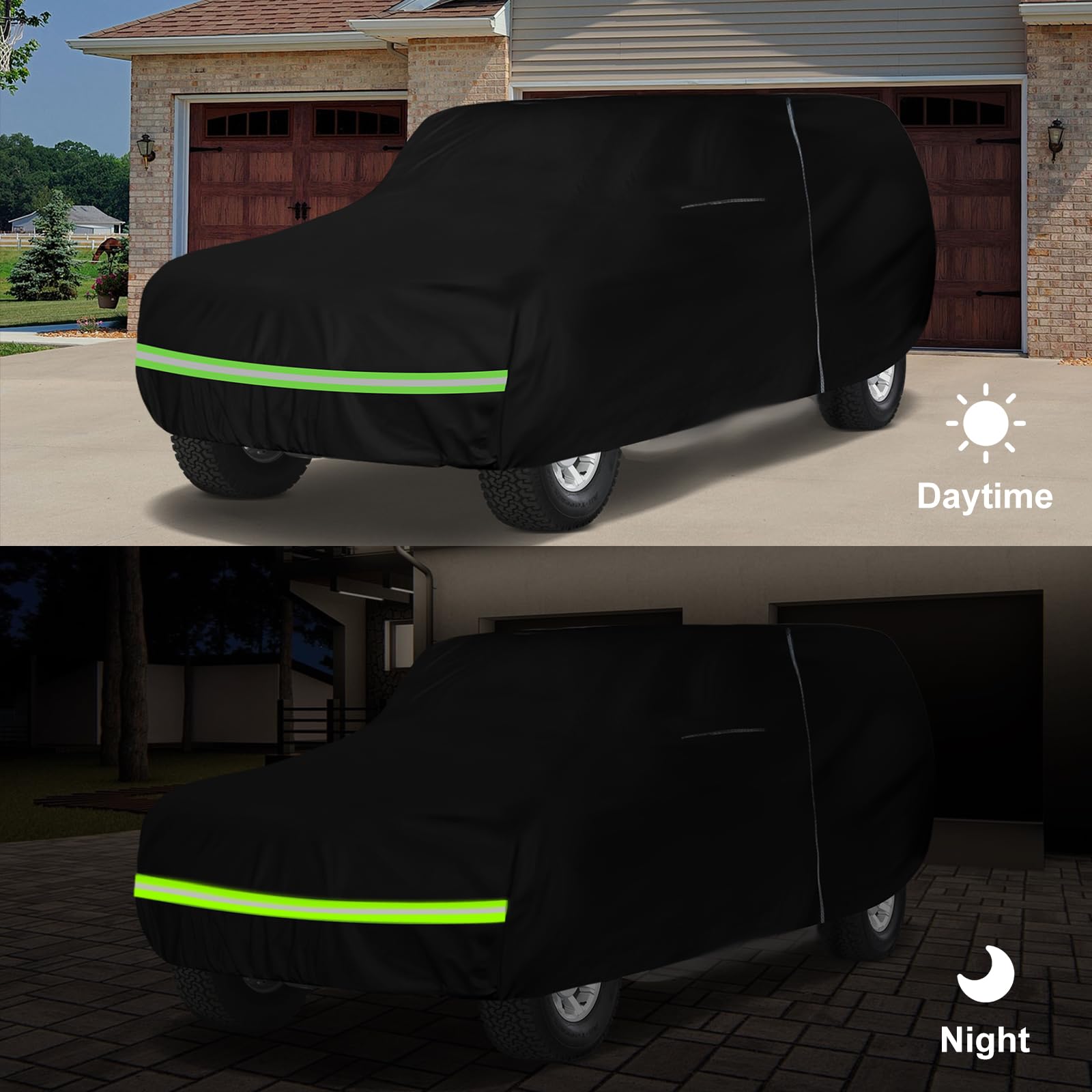 Waterproof Car Cover Replace for 1971-1980 International Harvester Scout II 210T All Weather Classic Car Covers with Zipper Door for Snow Rain Dust Protection