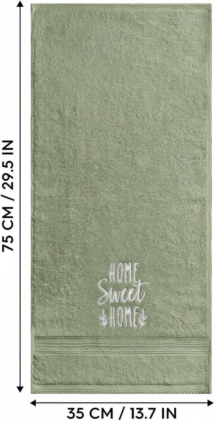 Artoid Mode 2 Pcs Sage Green Home Sweet Home Embroidered Hand Towels for Bathroom, Cotton Soft Absorbent Farmhouse Decor Towels, 13.7 x 29.5 Inch
