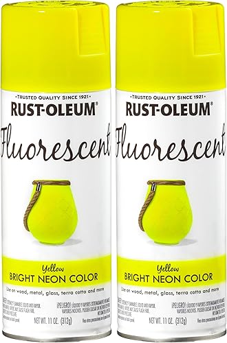 Rust-Oleum 1942830 Specialty Pintura fluorescente en aerosol, 11 onzas, amarillo, 11 onzas líquidas (paquete de 2)