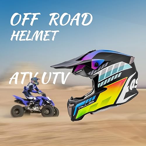 Miniatura 7 de OUMURS Casco de motocross para adultos con gafas, guantes y máscara, hebilla de liberación rápida, visera ajustable, casco para adultos, motocross,