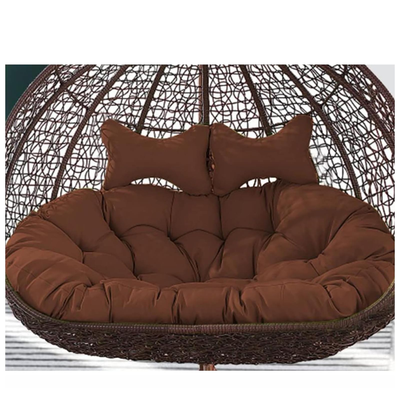 Cuscini di ricambio per sedia a forma di uovo gemelli, lavabili, per esterni e interni, 150 x 110 cm, comodi accessori per sedie sospese, colore marrone