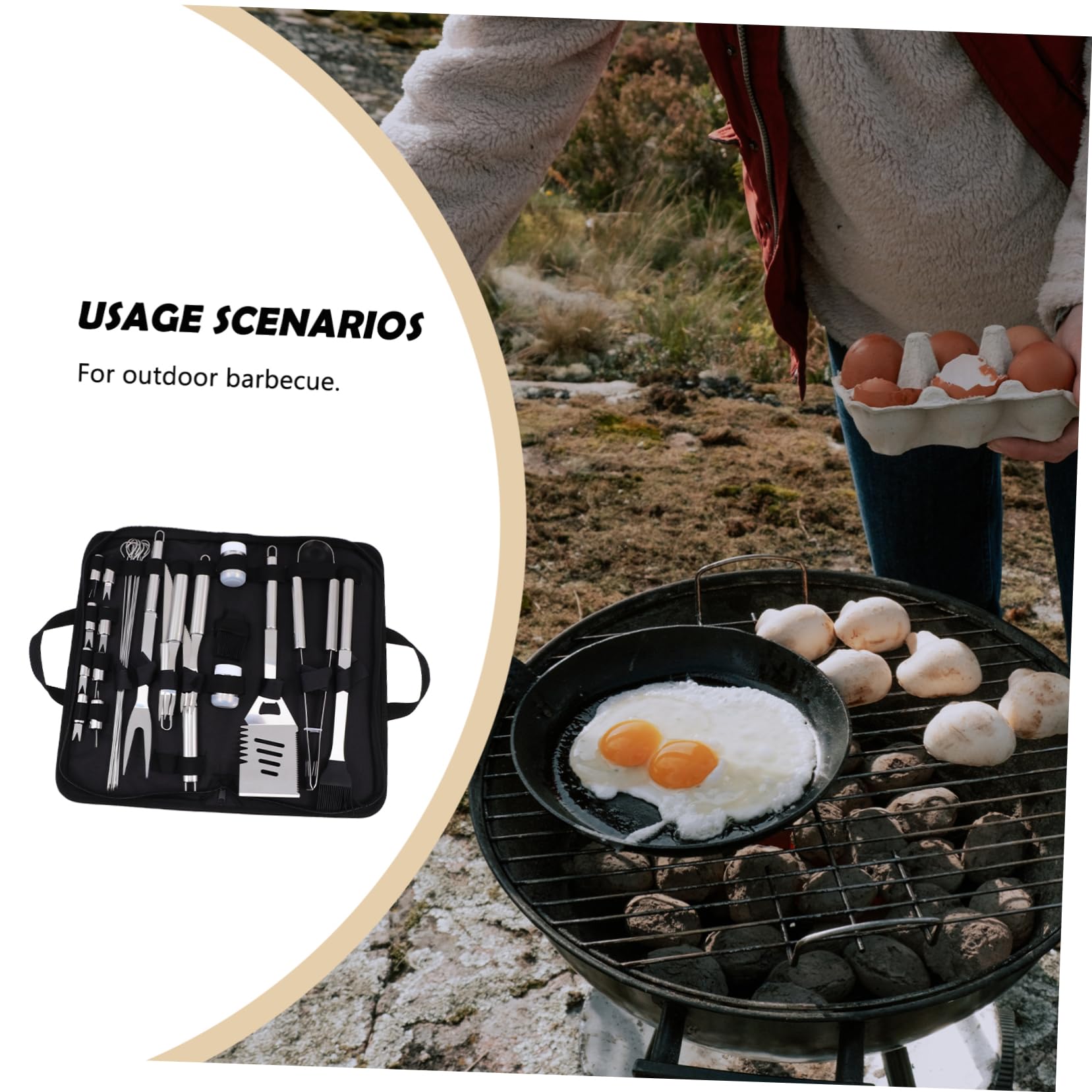 BESPORTBLE Acciaio Inox Per Barbecue Kit Utensili Barbecue Da Esterno Accessori Per Grigliate All Aperto Completo Di Strumenti Per Cucinare e Servire