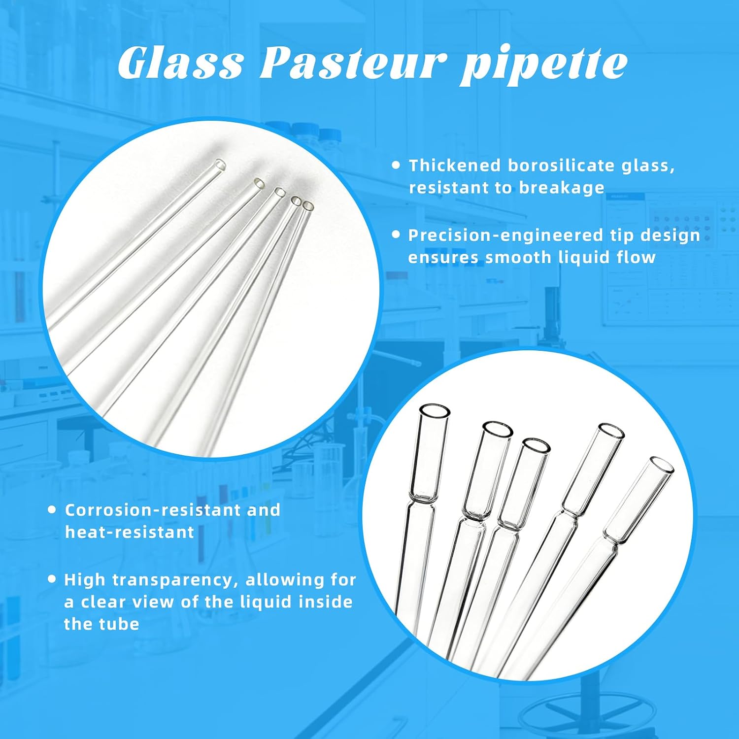 9 Inch Pasteur Glass Pipettes - Disposable Borosilicate Glass Pasteur Pipette 200PCS