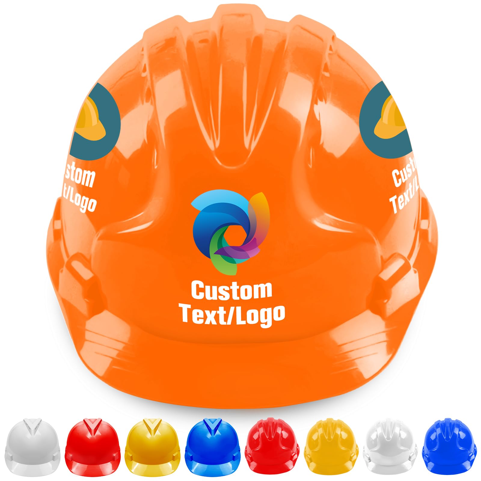 Safety Hard Hats Custom for Men Personalized Three Sides Logo Construction Hard Hat Helmet-Orange