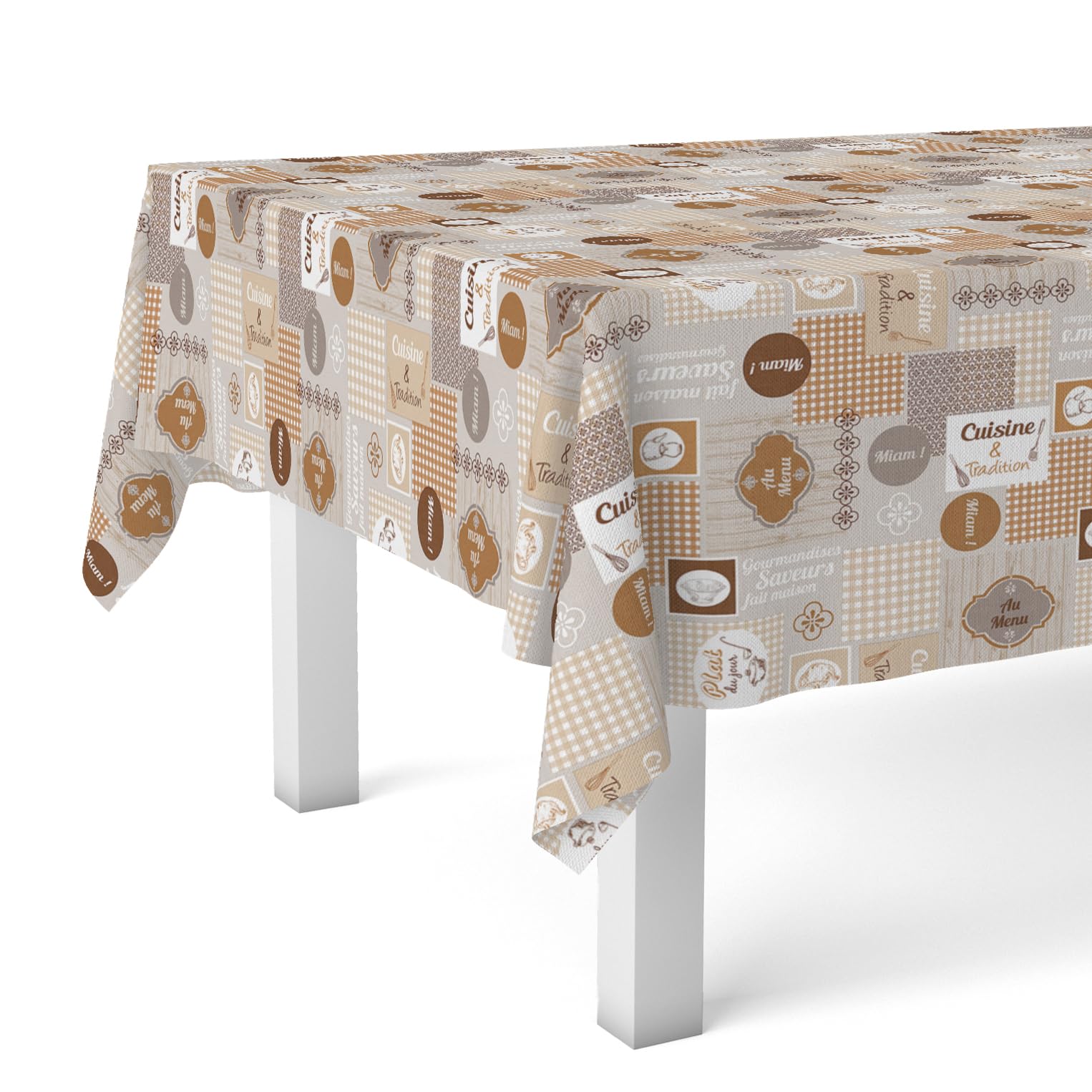Martina Home Cuisine Oilcloth Tablecloth Brown 260 x 140 cm
