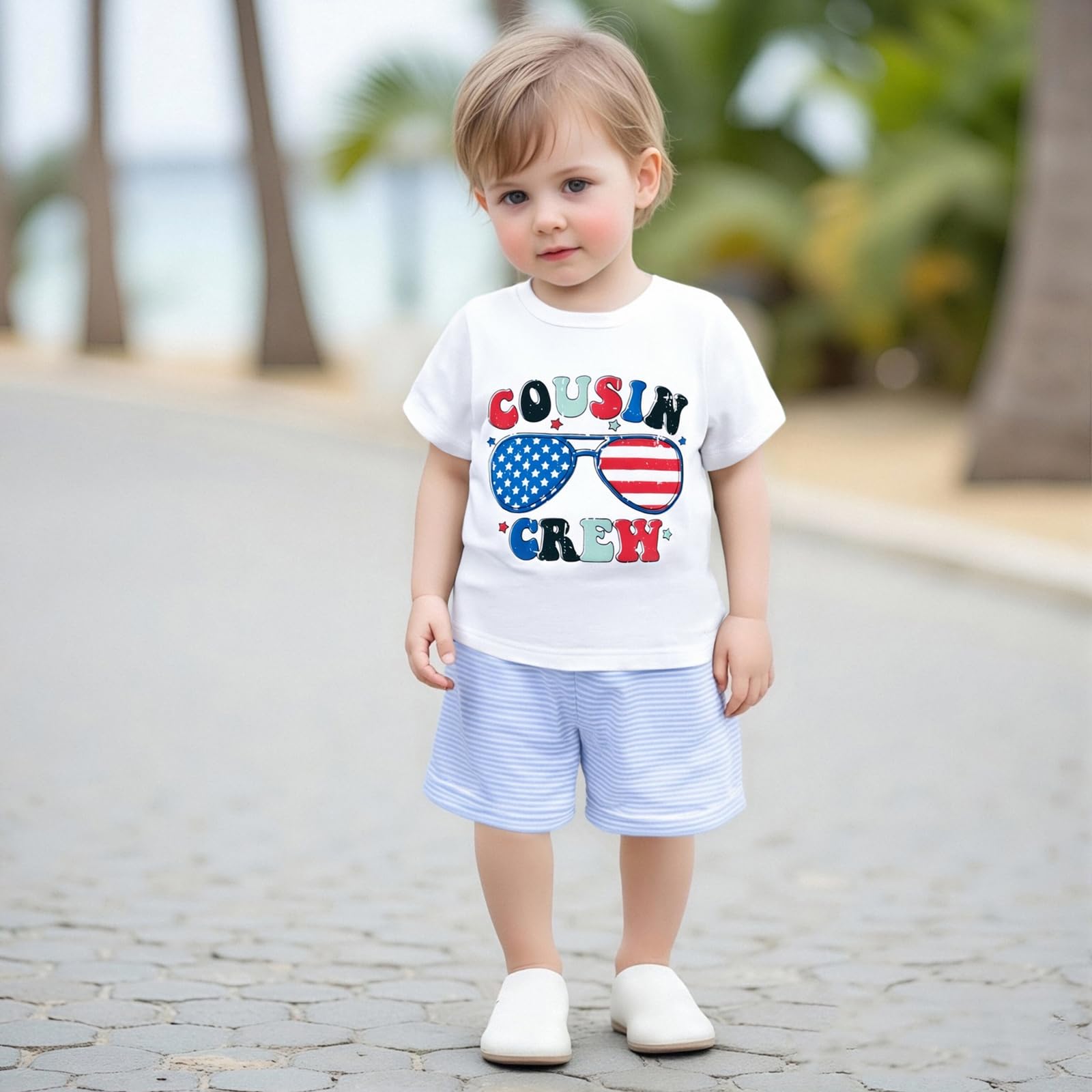 Cousin Crew Toddler Baby Boy Girl Lil Sis Big Bro Matching Outfits T Shirt Top Summer Clothes White 4th of July 5-6 Years