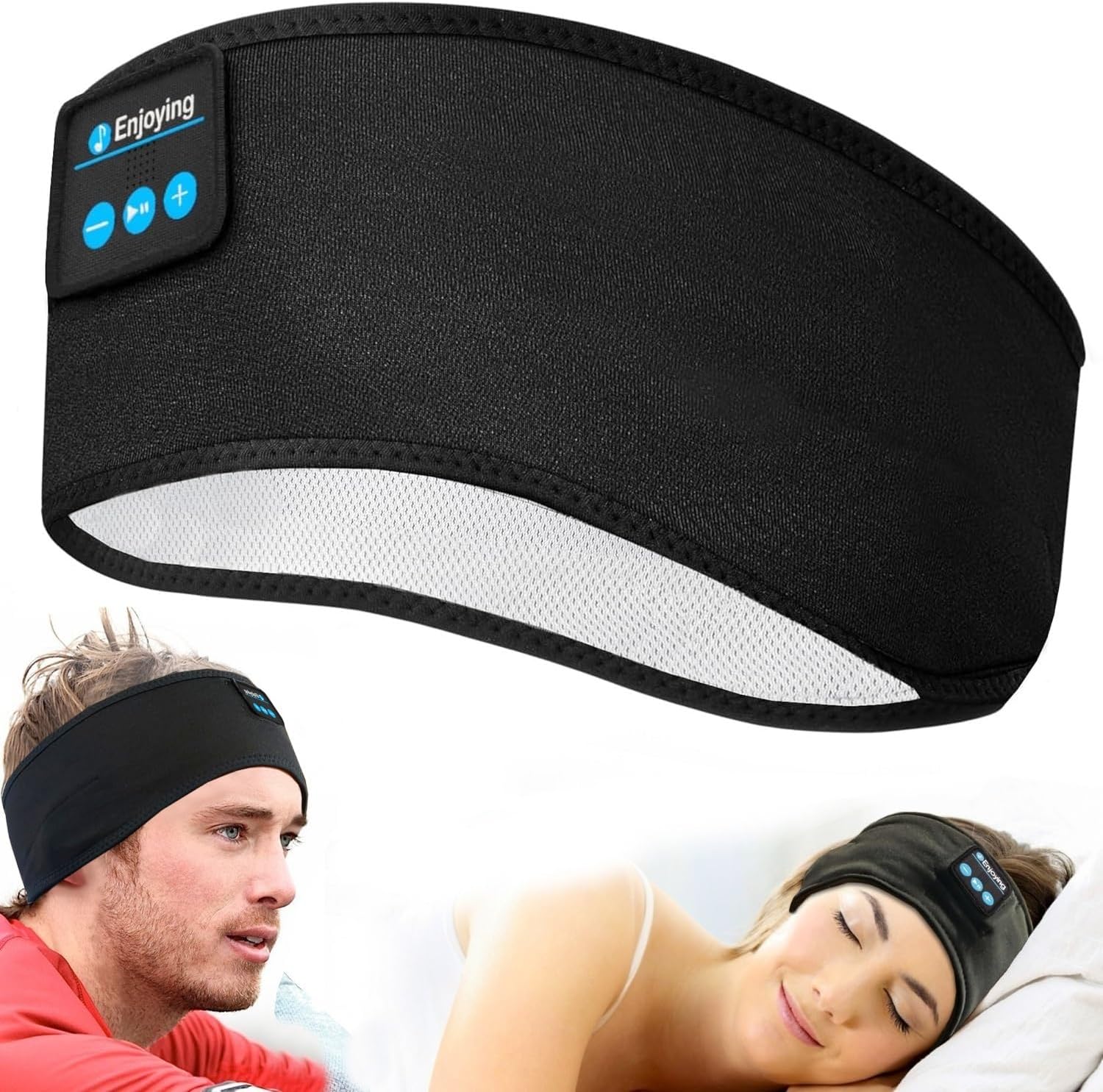 Sleep Headphones Bluetooth Sports Headband, Wireless Sweatproof Headband Music Bluetooth Headphones for Men Women Soft Headphones for Sports, Gym, Running, Jogging, Yoga (Black)