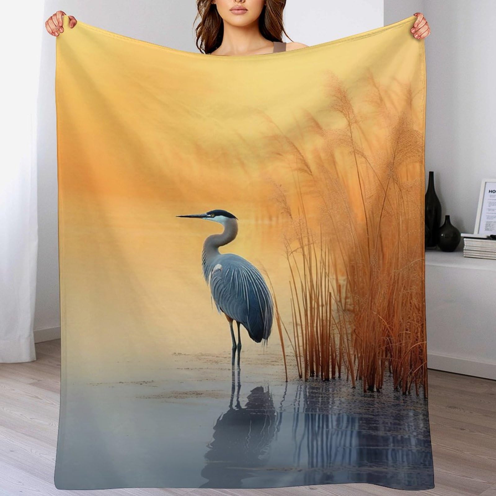 Couverture Grue plaid flanelle 180x200cm couvre-lit chaud pour lit adulte
