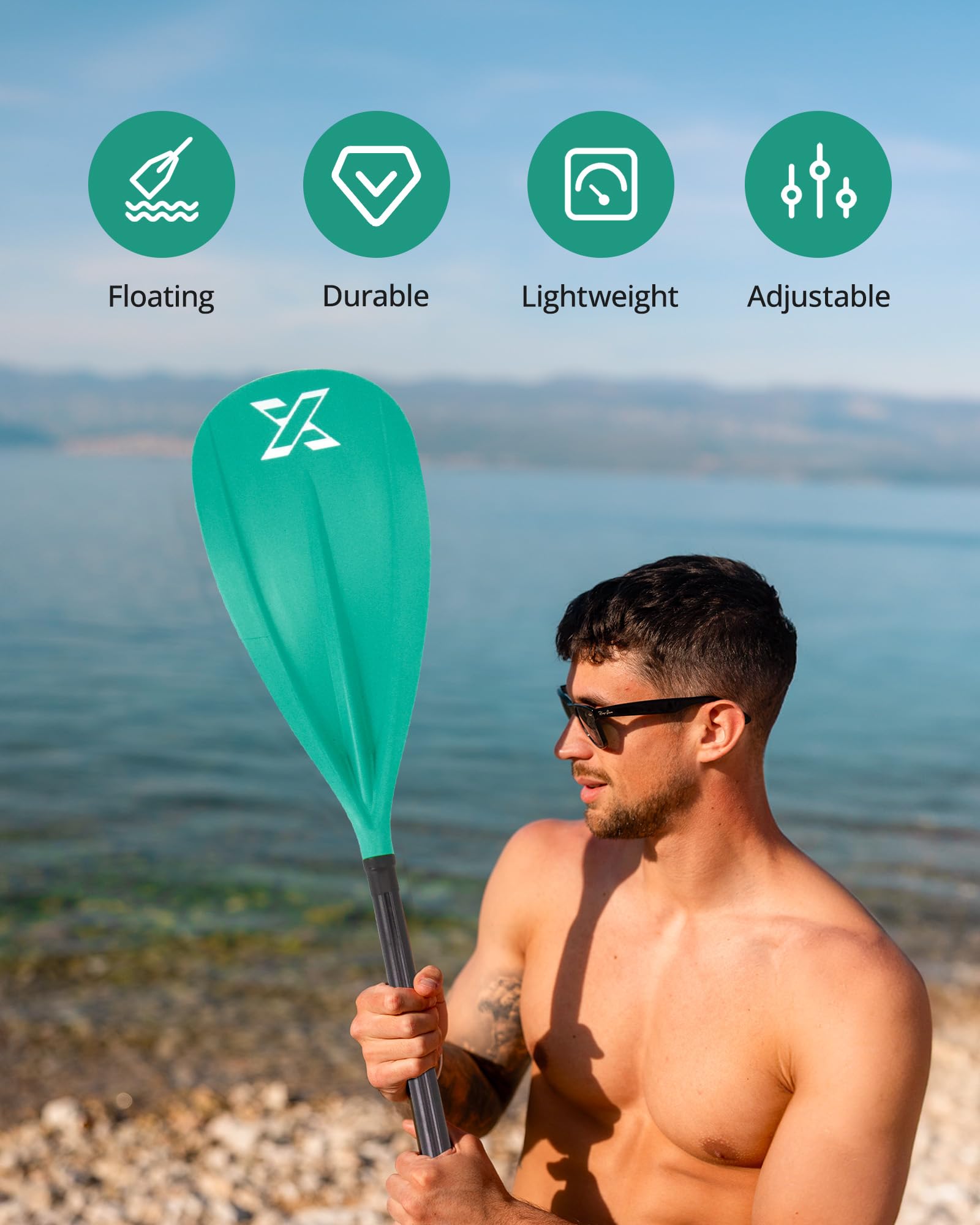 ZLX Wiosło SUP 167-208cm, 3 lub 4 odłączalne części, regulowane wiosło do stand-up paddleboardingu z włóknem szklanym, idealne do surfingu i rekreacji wodnej, wiosło kajakowe, akcesoria do stand-up