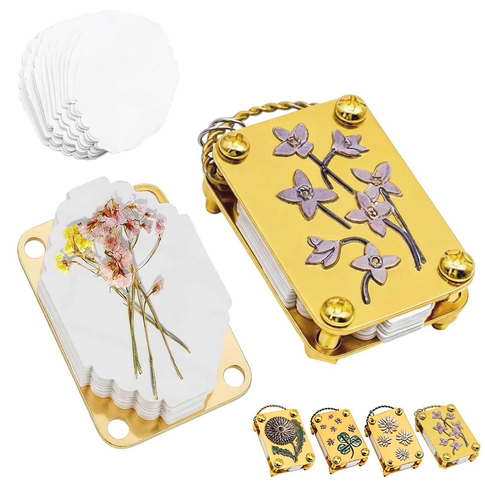 1 Set Mini Flower Press Kit with 20 Sheets of Paper, Mini Flower Press for Quick Flower Preservation, Portable Miniature Flowers Press Kit for Arts and Crafts, Ideal for Beginners and Nature Lovers