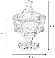Vista 2 de Frcctre Paquete de 2 platos de cristal para dulces con tapa, cuenco de cristal de 15 onzas para galletas, tarro decorativo de boticario
