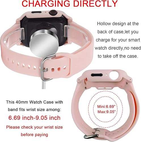 Miniatura 7 de Correa 3 en 1 para Apple Watch con funda, correas de silicona suave con cubierta dura de policarbonato protector de pantalla integrado de vidrio