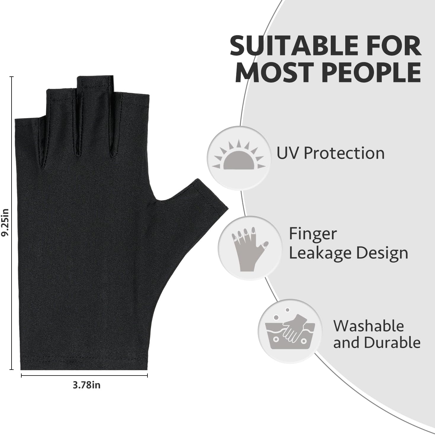 GAOY Anti UV Gloves for Gel Nail Lamp, Professional Fingerless UPF50+ UV Light Protection Gloves for Home DIY & Salon Use Nail Art Accessories