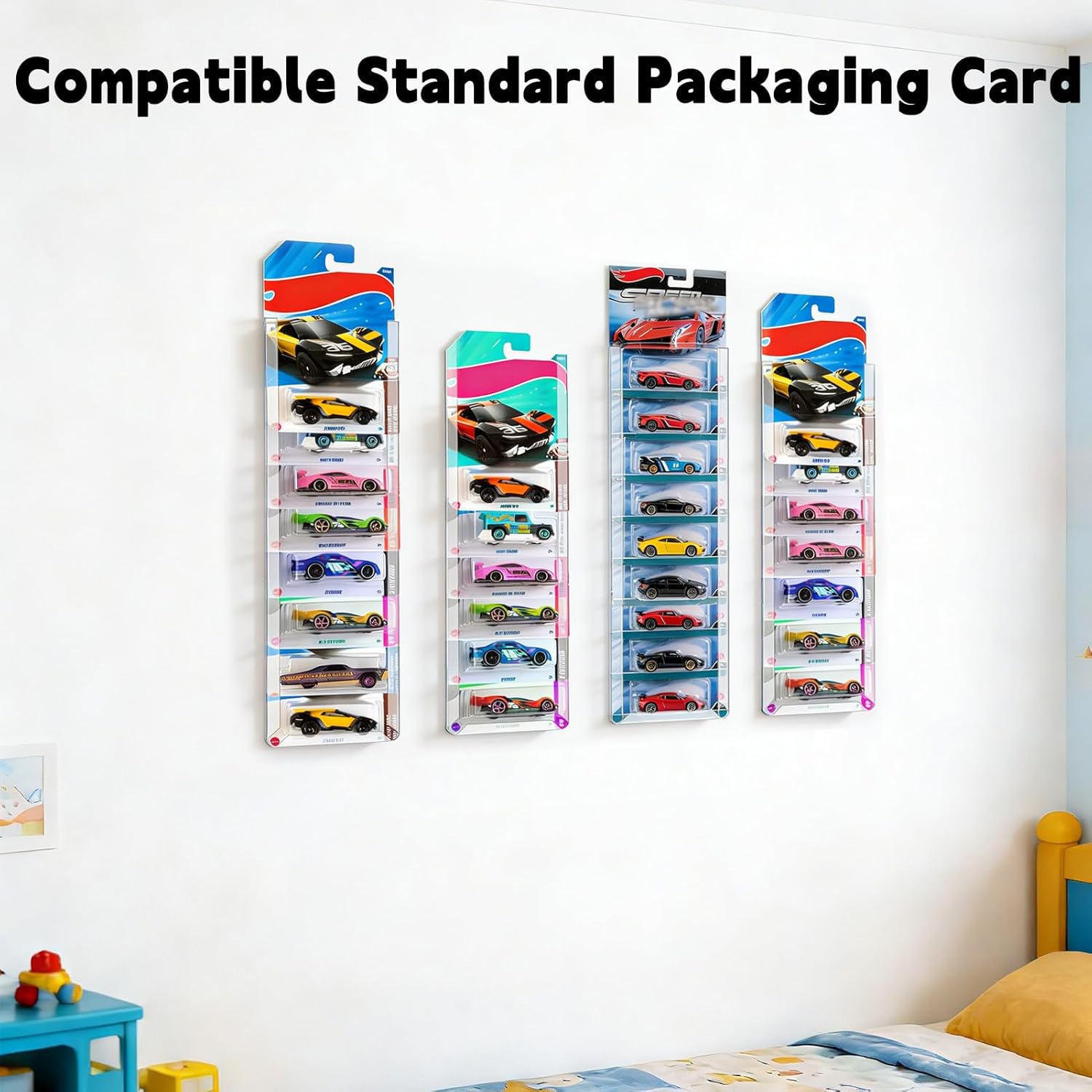 25 Pcs Clear Display Case for Packaged Model Cars Wall Display Case for Packaged Cars Model Car Display Case Holds up to 250 Cars Toy Storage Organizer Compatible with Hot Wheels Toy Car Storage Case