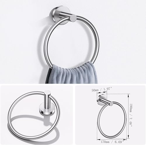 Miniatura 4 de Lairuier Juego de accesorios de baño, juego de 4 toallas de barra incluye soporte para papel higiénico, anillo para toallas y 2 ganchos para toallas