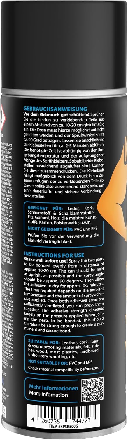 Colle en Spray 500 ml - Adhésif de Contact Mousse Feutre Cuir Bois - Analyse des détails et conception