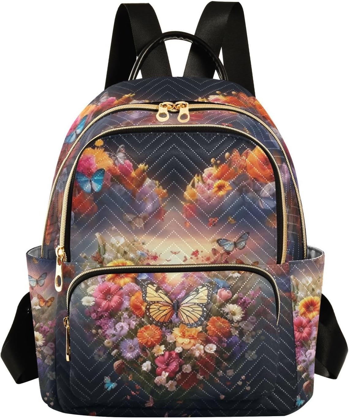 Butterfly Heart Fashion Travel Backpack for Women Multi Pockets Lightweight Purse for Women-S