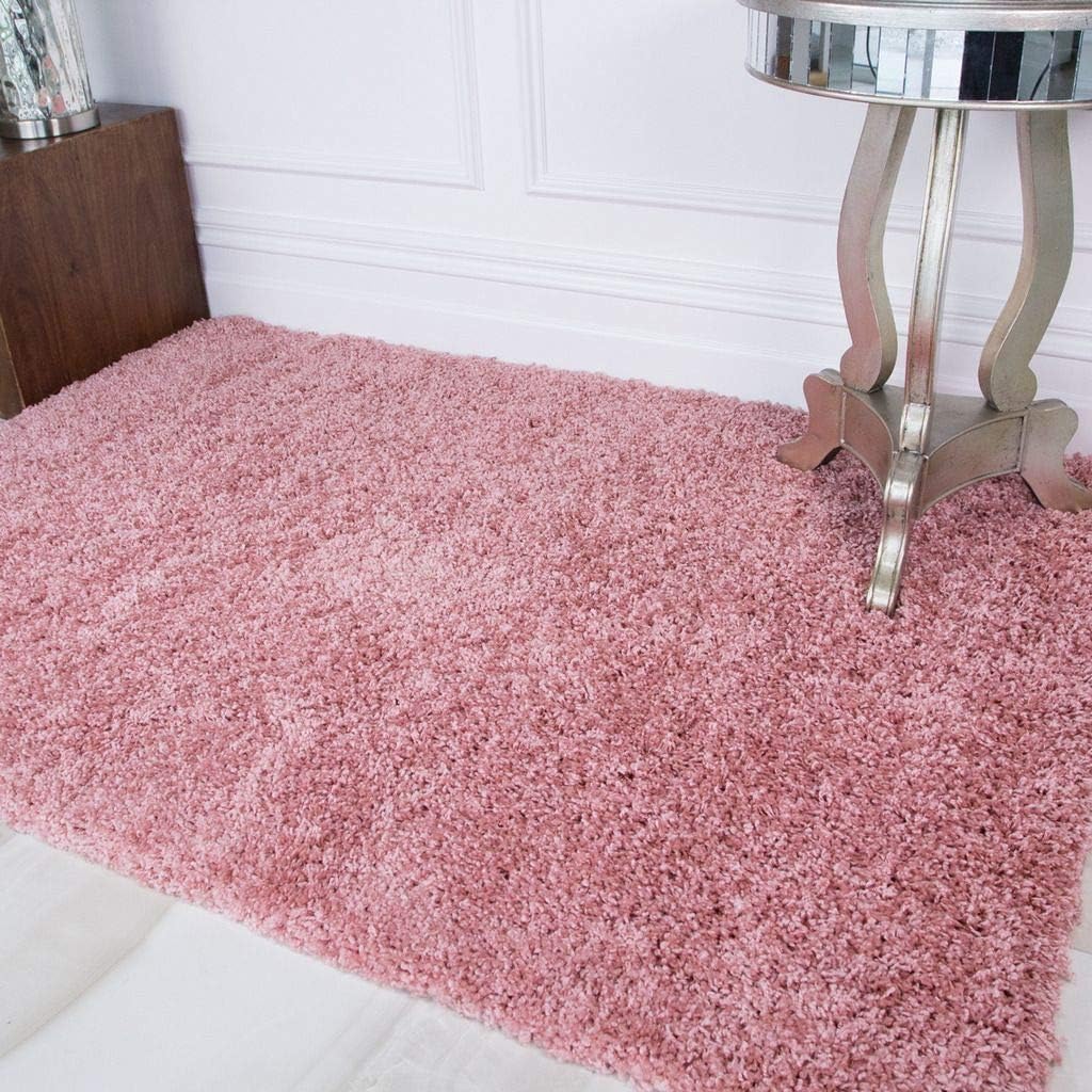 Ontario Blush Pink Purple Soft Warm Thick Touch Easy Clean Living Room Shaggy Area Rugs 80cm x 150cm