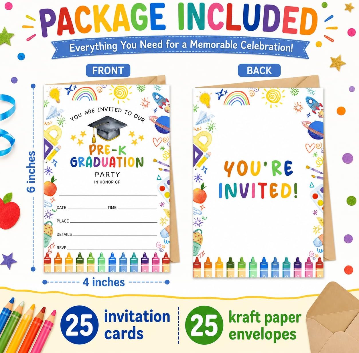 25 Pcs Preschool Graduation Party Invitation Cards image 2