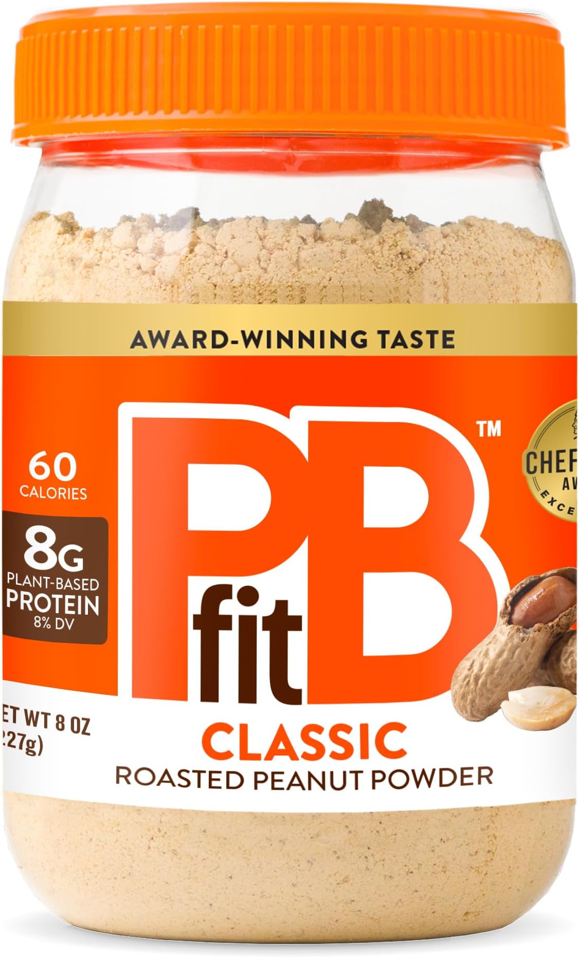 PBfit 8 Ounce Classic Peanut Butter Powder, Powdered Peanut Butter Spread From Real Roasted Peanuts, 8g of Protein 8% DV, Gluten-Free, 60 calories, 87% less fat (Pack of 1)