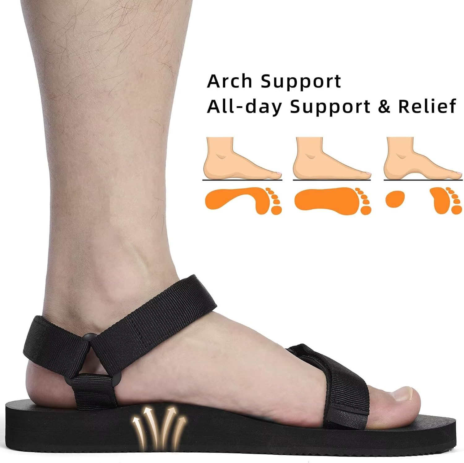Men's Water Sandals Arch Support Hiking Sport Sandal Beach Outdoor Athletic Summer Shoes