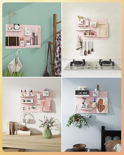 Miniatura 5 de Kit de tablero de clavijas de metal, tableros de clavijas de acero al carbono con 26 accesorios, organizador de pared para el hogar, oficina, sala