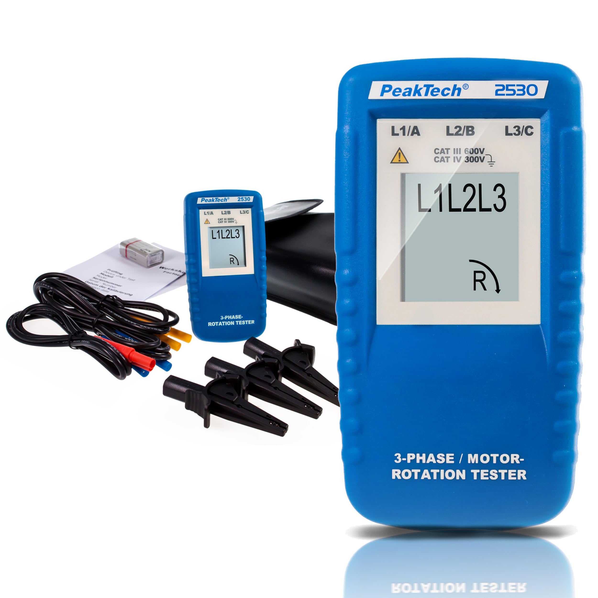 PeakTech 2530 Medidor de campo giratorio trifásico con pantalla LCD P 2530