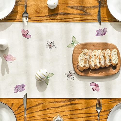 Miniatura 7 de Artoid Mode Juego de 4 manteles individuales de Pascua con diseño de conejo, diseño floral, 12 x 18 pulgadas, para decoración de fiestas, cocina,