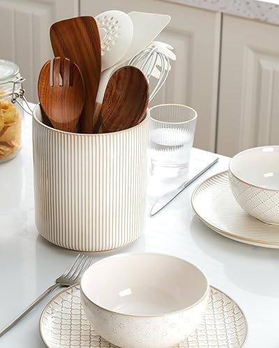 Miniatura 6 de getstar Soporte para utensilios, soporte grande para utensilios de cocina con tapete de corcho, decoración de cocina de granja, soporte de