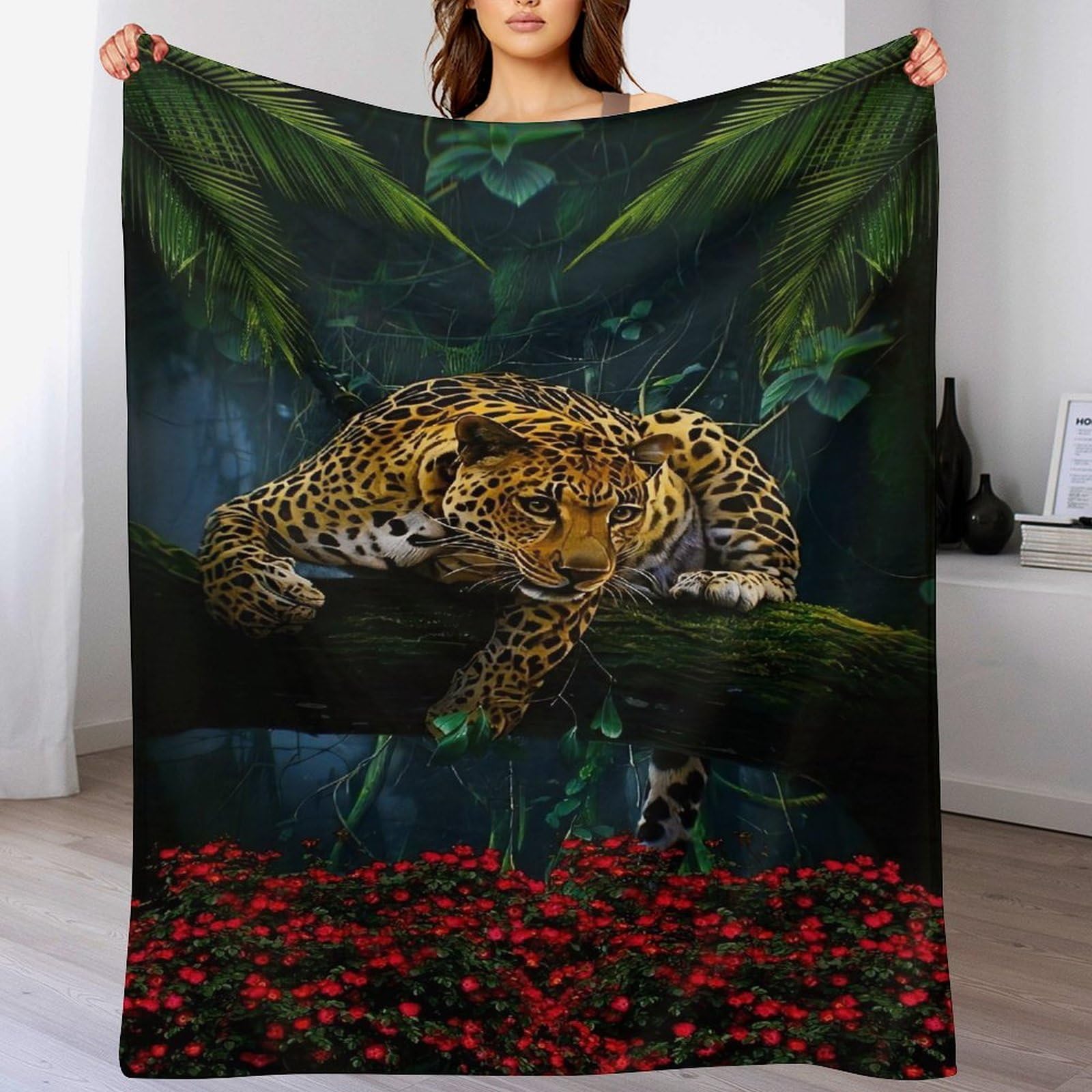 Couverture léopard 130x150 cm jeté de canapé lit flannel quatre saisons