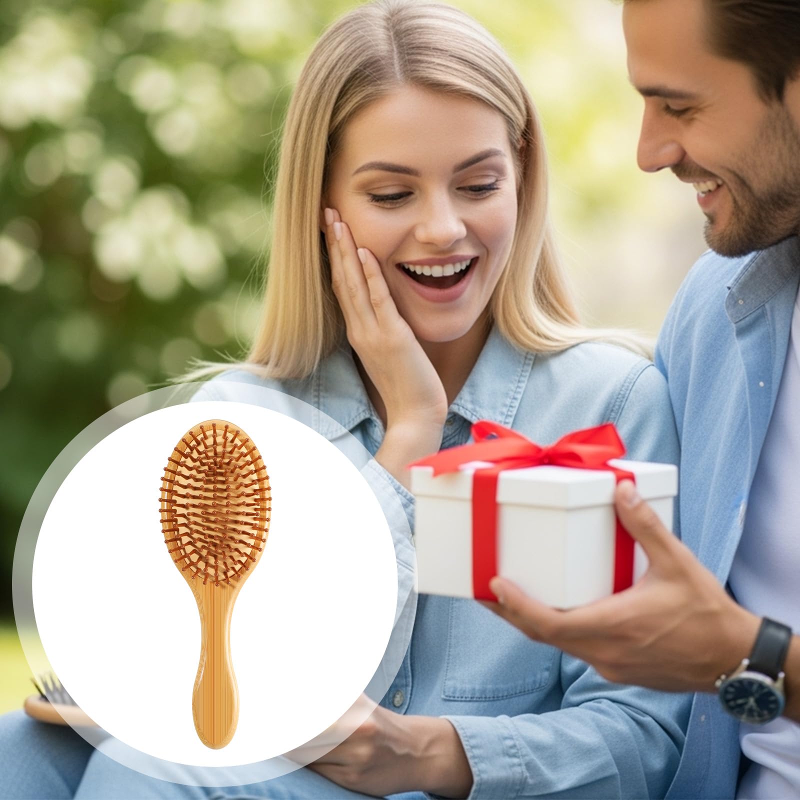 10-Piece Bamboo Hair Brush Set with Ball-Tipped Bristles