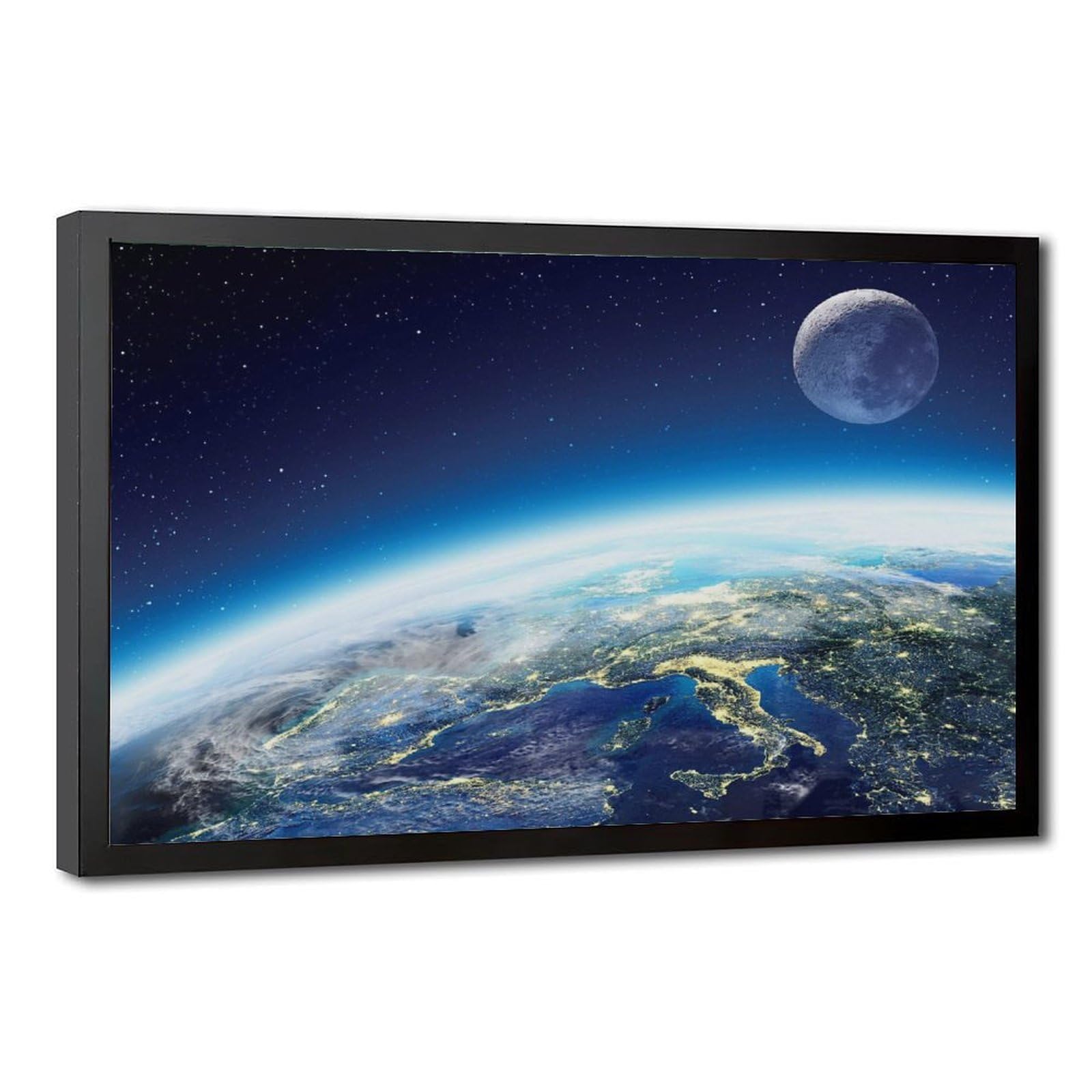 Bareronor Earth And The Moon Poster Canvas Poster Bedroom Decor Landscape Office Room Decor Gift 16" L X 24" W