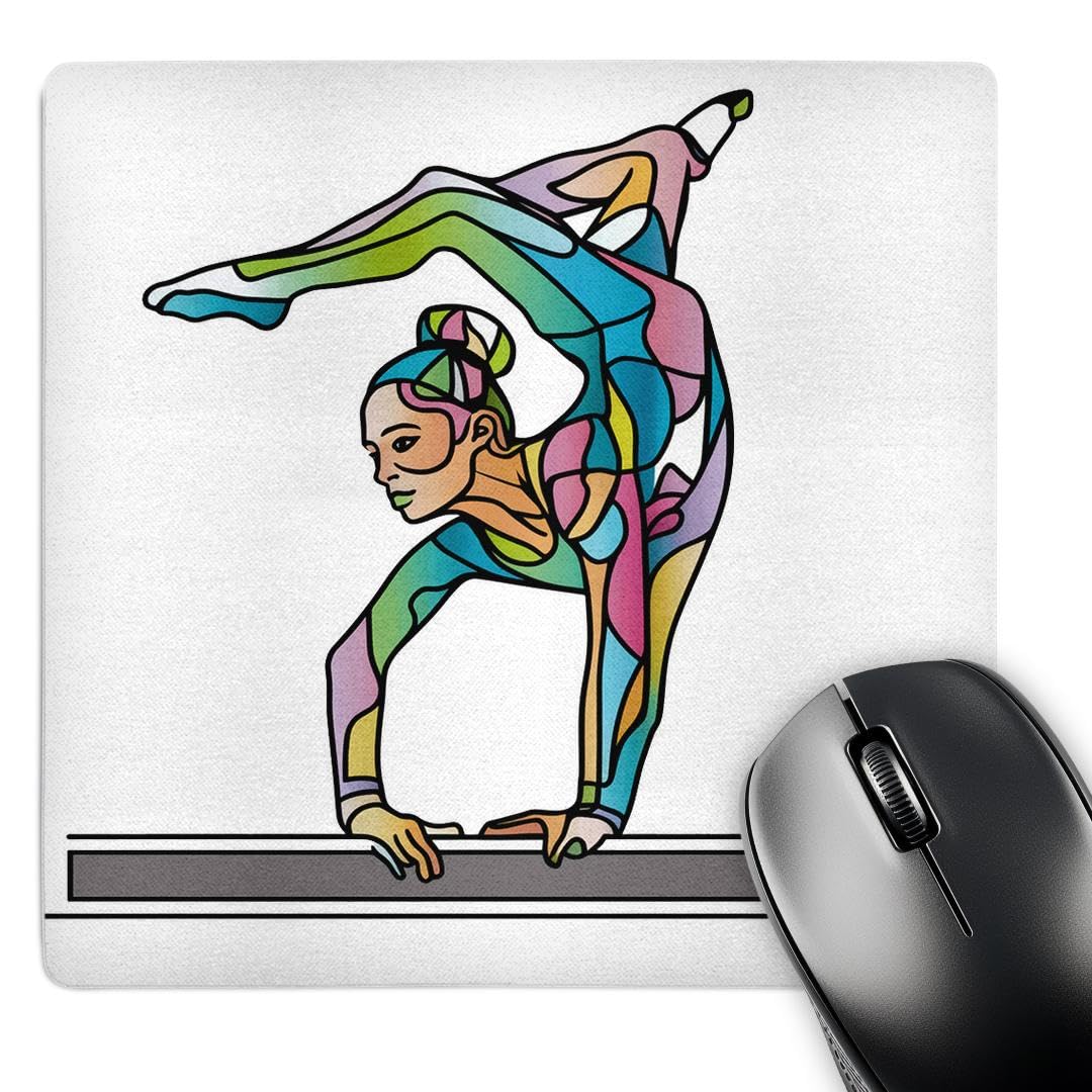 3dRose, Cool Fun Colorful Female Gymnast Balance Beam Exercise Abstract Art, Mouse Pad