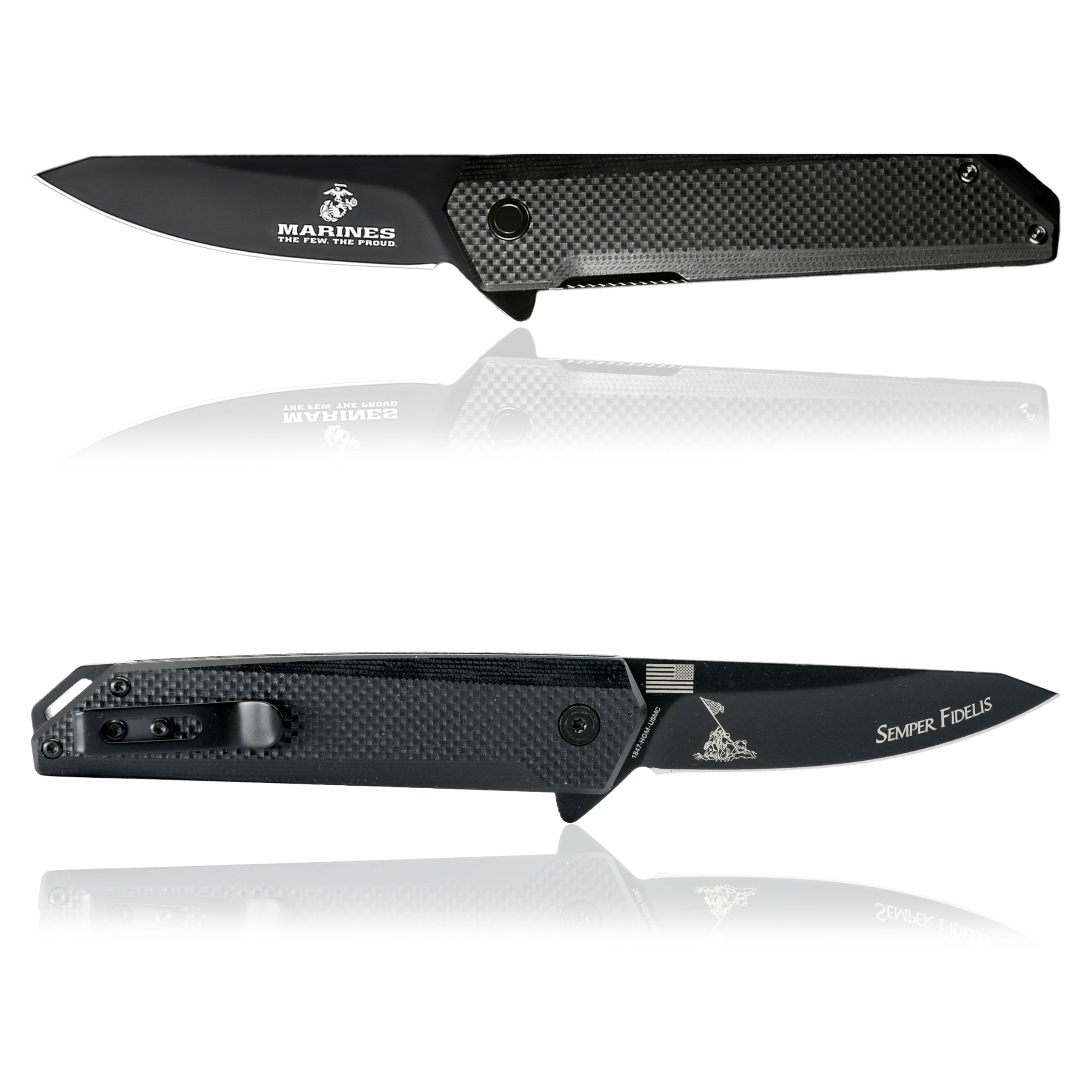 新品タグ付き Mサイズ BRIEFING CARVICO MILITARY 黒 Military Gift Shop Marine Corps Folding Knife – G10 Handle