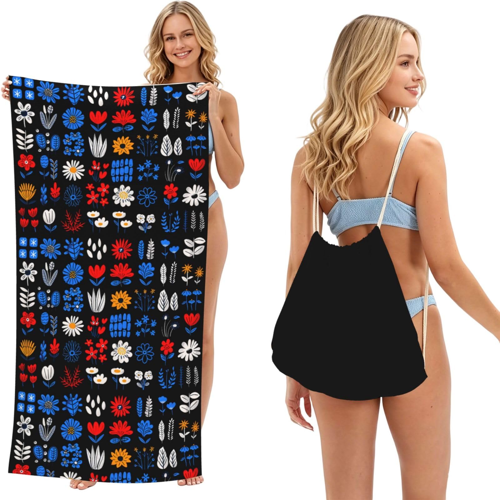 SKGOHLH All kinds of plants. 2in1 Packable Beach Towel Bag Women