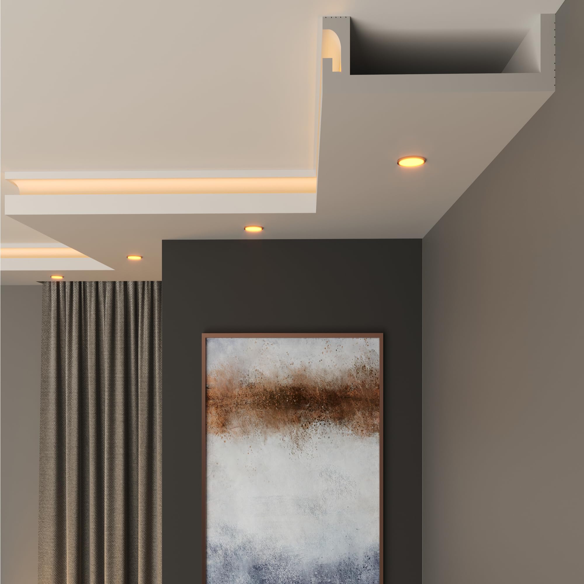 FAST DECOR Premium XPS LED Coving for Ceilings, Lightweight Decorative Cornice Moulding Trim, Paintable Finish, Easy DIY Installation, Cornice Coving, Ceiling Coving (CLS14, 2m (1 Length)) โ image 1