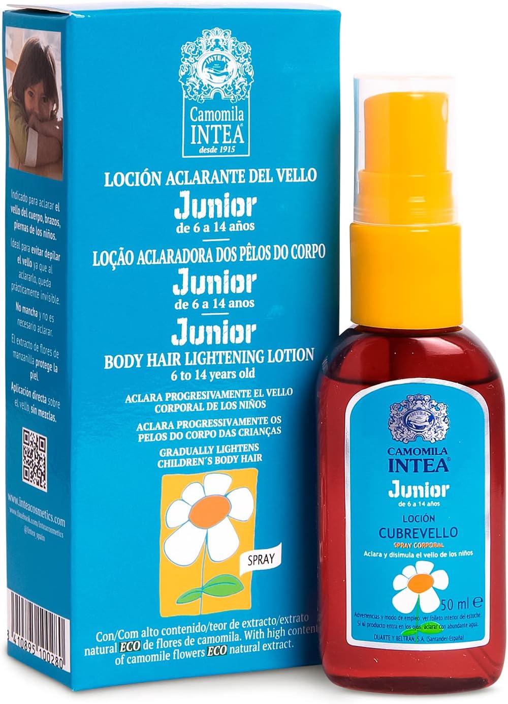 Camomila Intea Junior Hair Lightener for Kids - Bottle Spray with Natural Chamomile Extract - Paraben and Ammonia FREE – 1.7 oz (50 ml)