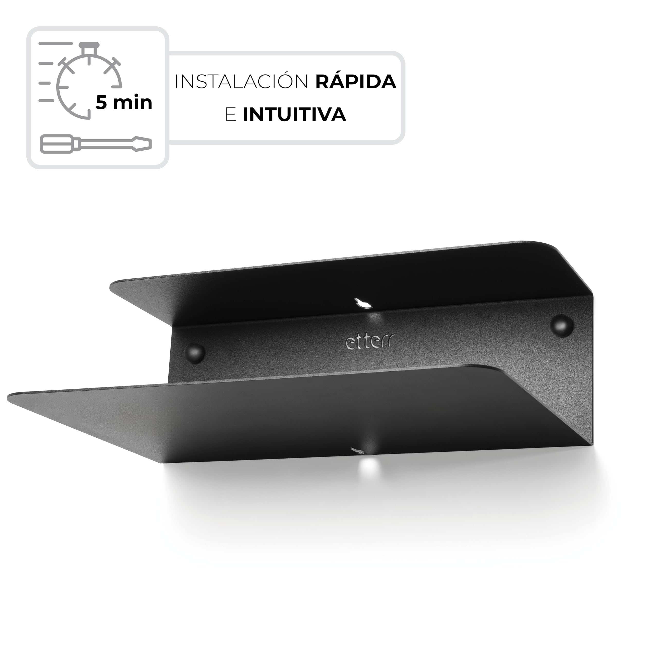 Pack de 2 Mesitas de Noche | 100% Acero | Fabricado en Europa | Mesillas de Noche Dormitorio | Mesitas Negras | Mesa de Noche Dormitorio | Recibidor Flotante