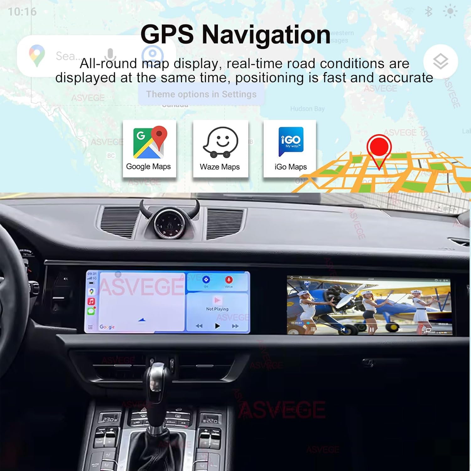 GPS Navigation Interface with Multiple Map Options