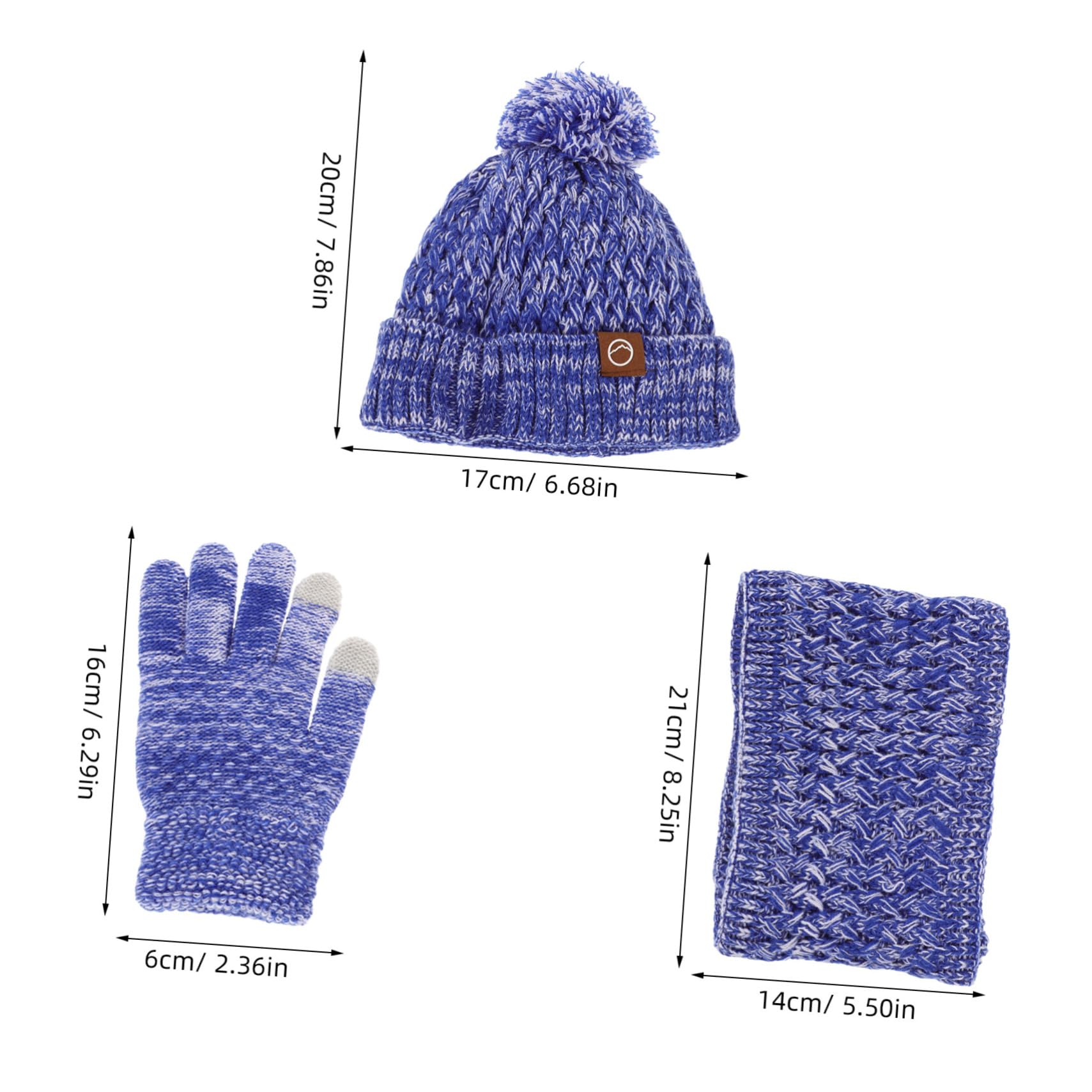 Holibanna Baby Kids Winter Hat Gloves Set Knitted Fleece Lined Pom Pom Beanie Warm Scarf Kids Winter Accessories Sky-Blue
