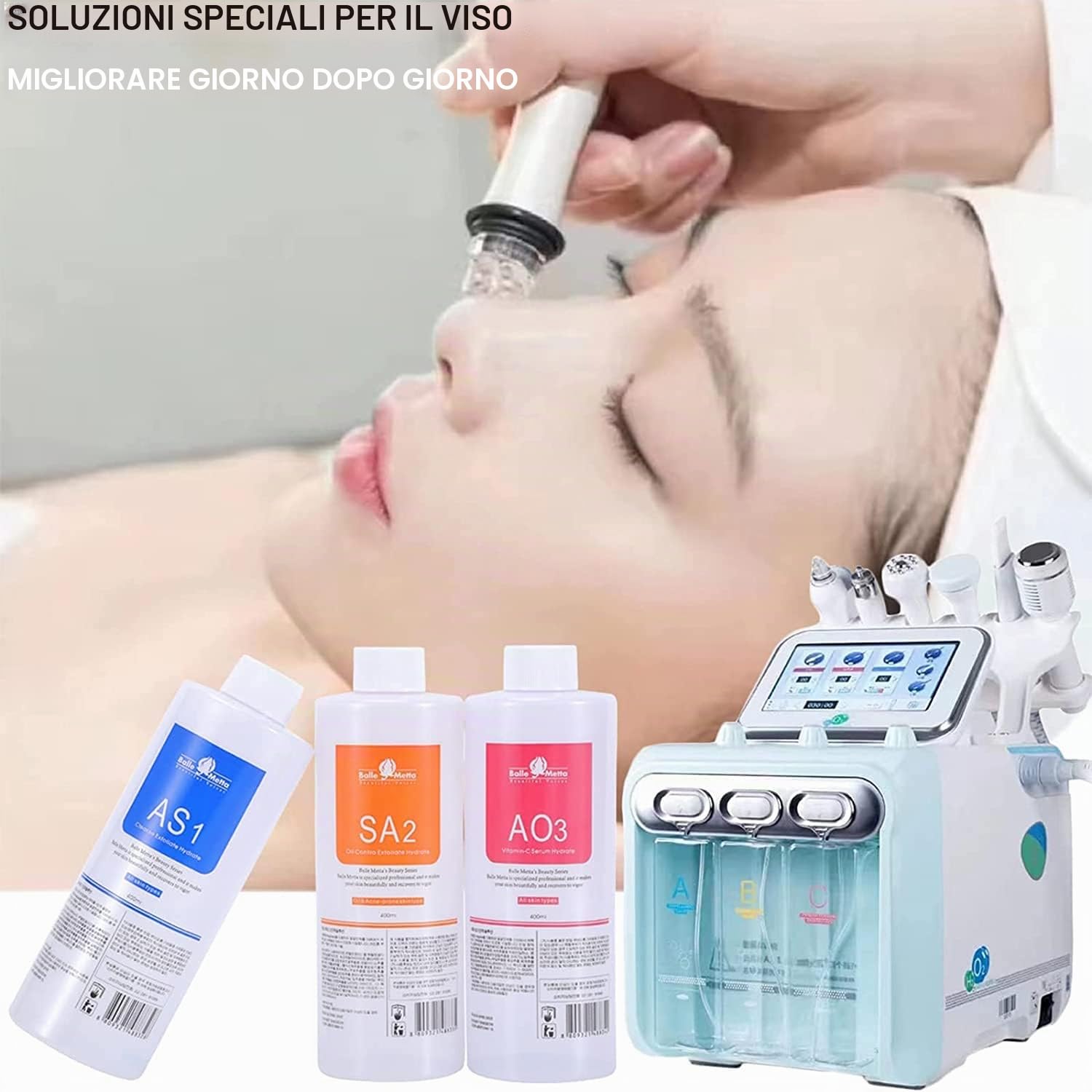 Aqua Peeling Solution AS1 SA2 AO3 Soluzioni siero viso Cura della pelle Bellezza Viso Pulizia Soluzione Per Hydra Viso Dermabrasion Hydra Peel Machine Solution 400ML