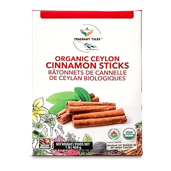 Premium Organic Ceylon Cinnamon Sticks - 1 LB 454g, True Ceylon, USDA Certified, Non-GMO, Gluten-Free, Pure Sri Lankan Cinnamon for Cooking & Baking