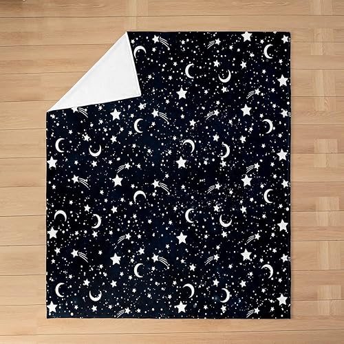 Miniatura 3 de Castle Fairy Manta de franela de vellón de galaxia estrellada para niños, luna y estrellas misteriosas, manta mullida para dormitorio de niños y
