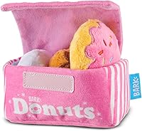 BARK Barker's Dozen Donuts 4-in-1 Plush Interactive Dog Toy - Squeakers, Crinkle Box, Treat Hide for Small Dogs & Puppies