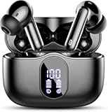 Wireless Earbuds, Bluetooth 5.4 Headphones Bass Stereo, Ear Buds with Noise Cancelling Mic, LED Display in Ear Earphones Clear Calls, IP7 Waterproof Bluetooth Earbuds for Laptop/Phones/Sports, Black