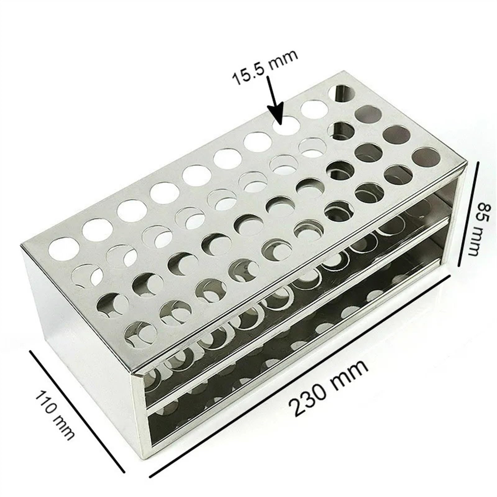 Gradilla para tubos de ensayo Soporte de acero for tubos de ensayo SUS, diámetro de 15,5 mm, multifuncional, for colocar 40 tubos, 1 unidad