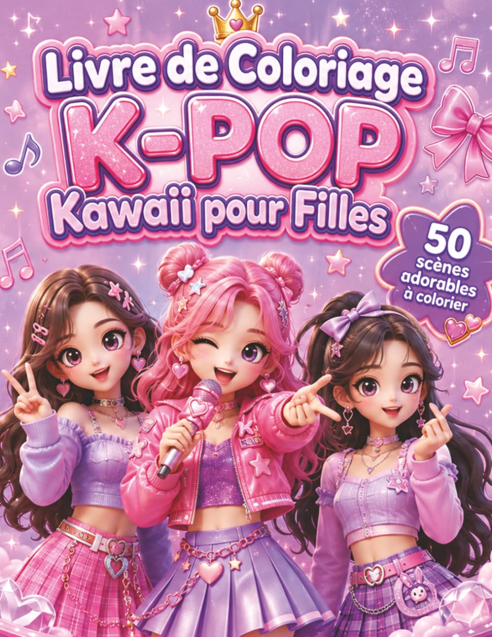 Livre de Coloriage K-POP Kawaii pour Filles: 50 scènes joyeuses pour détente, créativité, pyjama party, friendship moments et univers pop